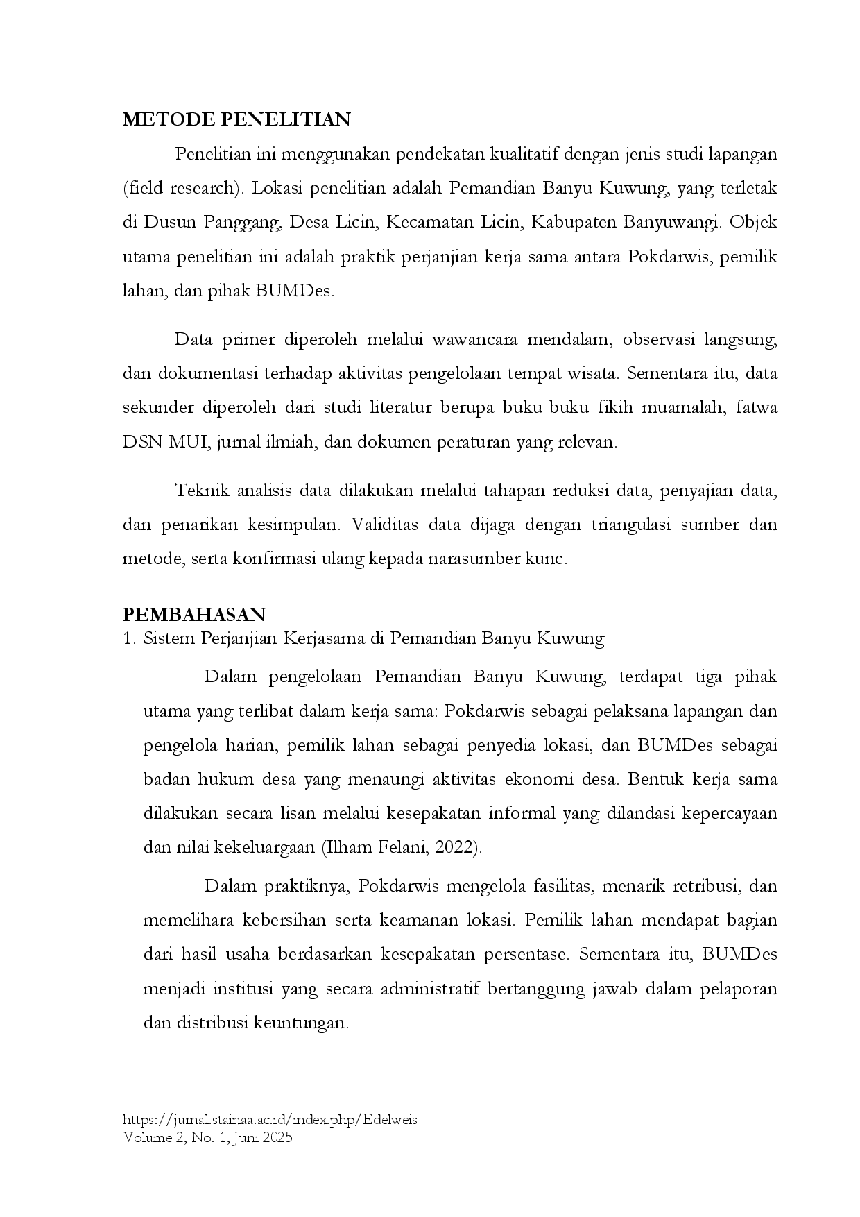 juris Analisis Perjanjian Kerjasama Pengelolaan Wisata Banyu Kuwung Dalam Perspektif Hukum Ekonomi Islam