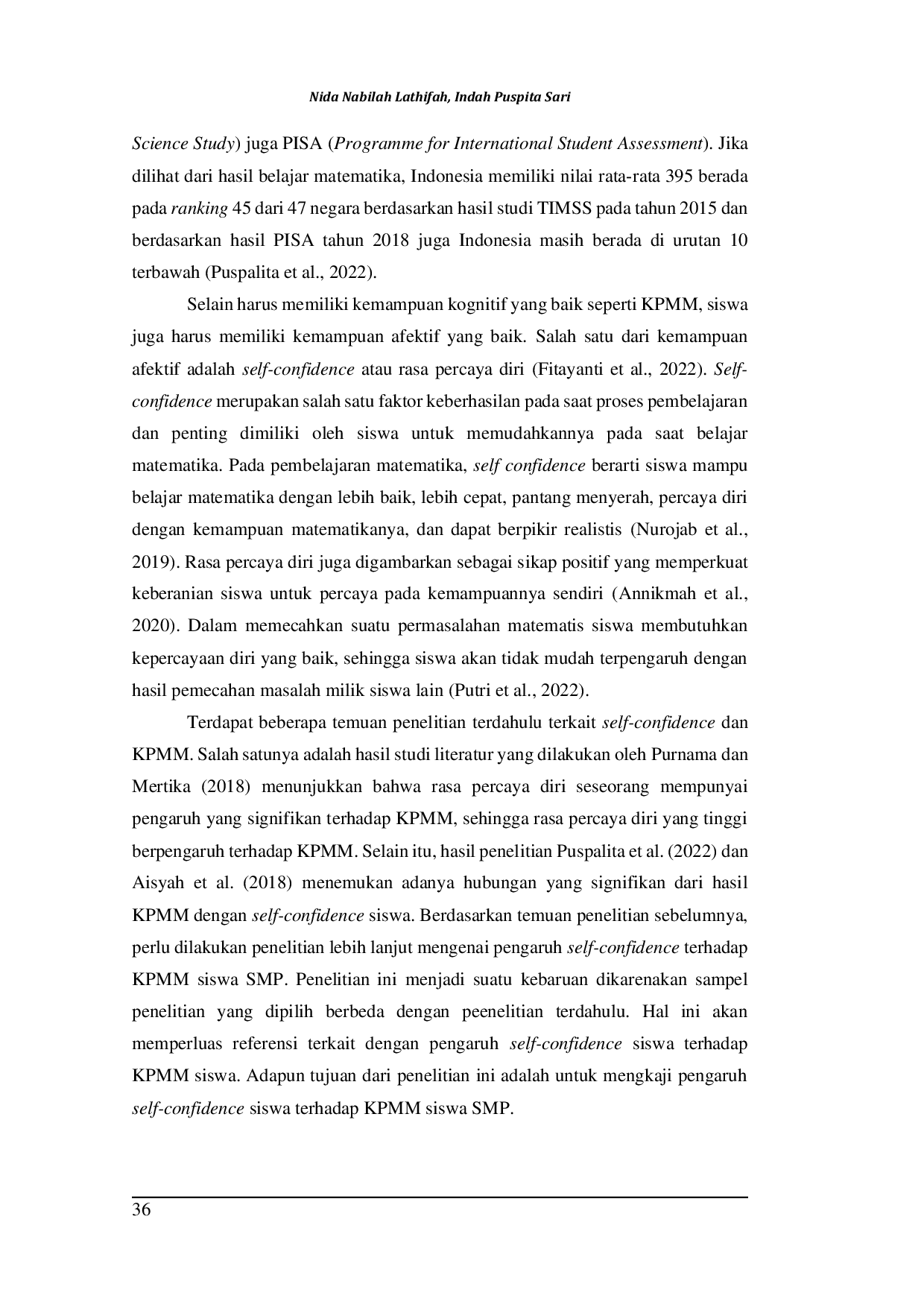 JURIS Pengaruh Self Confidence terhadap Kemampuan Pemecahan Masalah Matematis KPMM Siswa SMP