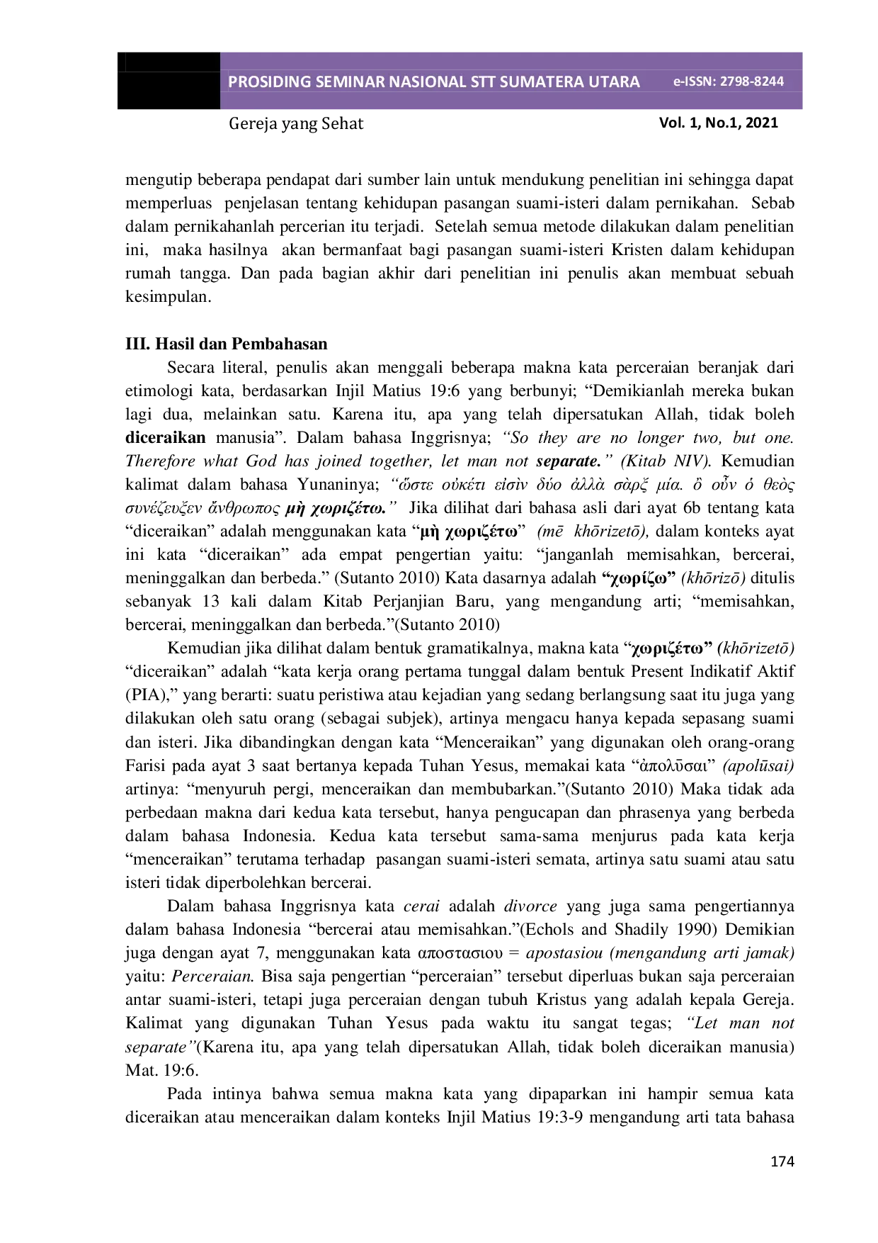 JURIS Perceraian Ditinjau dari Perspektif Kitab Injil Matius 19 3 9