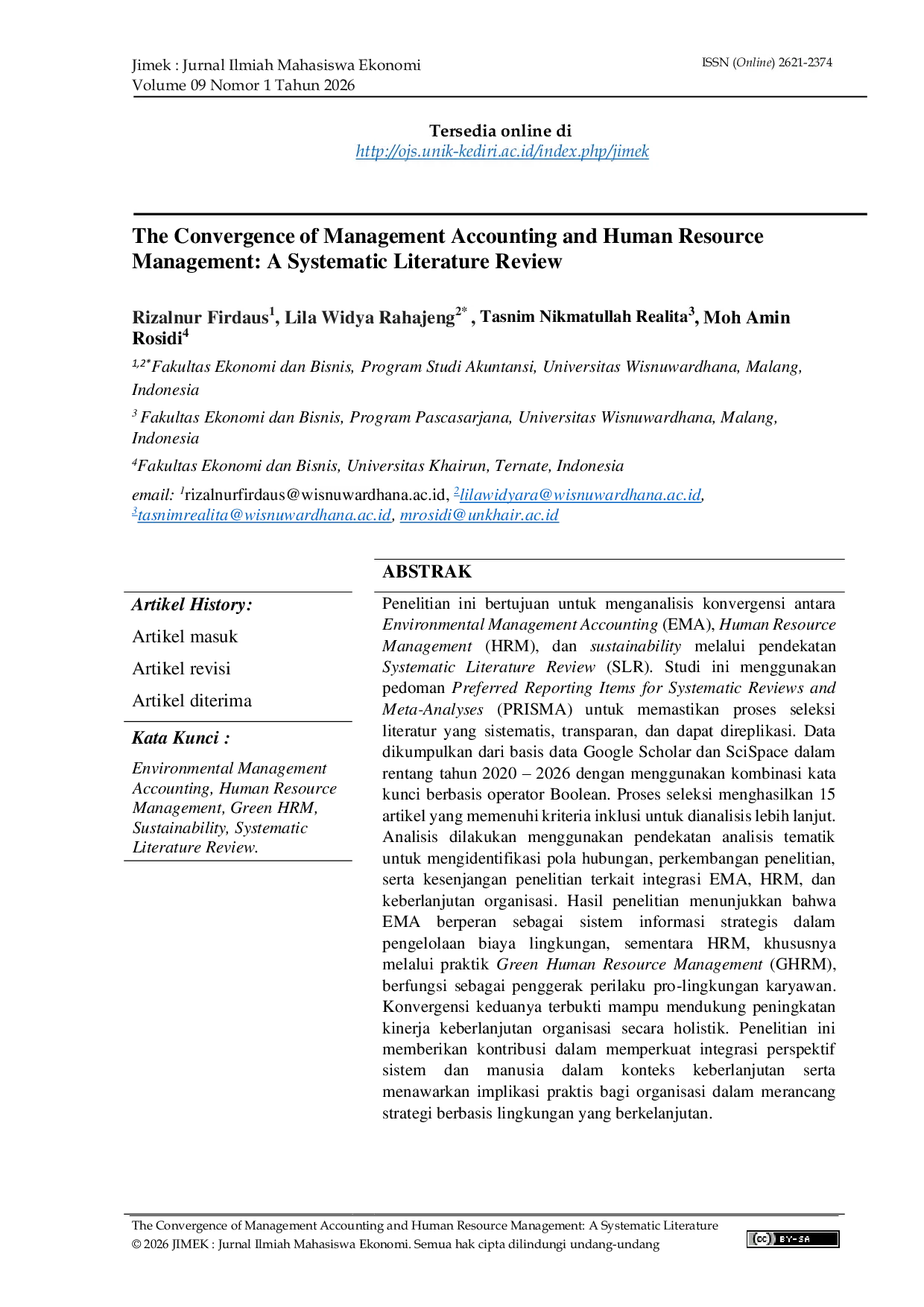 JURIS The Convergence of Management Accounting and Human Resource Management A Systematic Literature Review