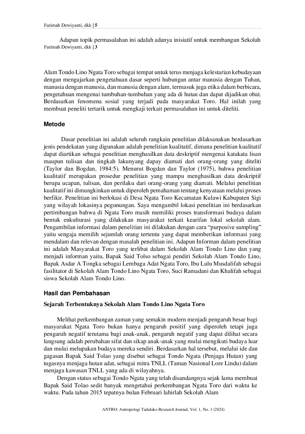 JURIS Proses Transformasi Budaya Pada Sekolah Alam Tondo Lino Ngata Toro Kecamatan Kulawi Kabupaten Sigi