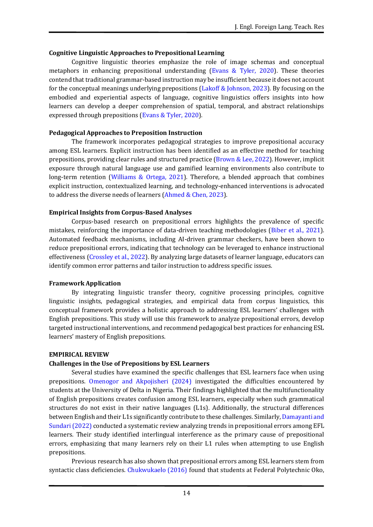 JURIS The Use of English Double Prepositions in English as a Second Language ESL Nursing Students