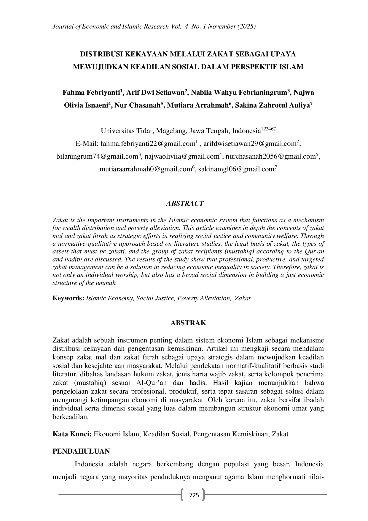 JURIS Distribusi Kekayaan melalui Zakat sebagai Upaya Mewujudkan Keadilan Sosial dalam Perspektif Islam