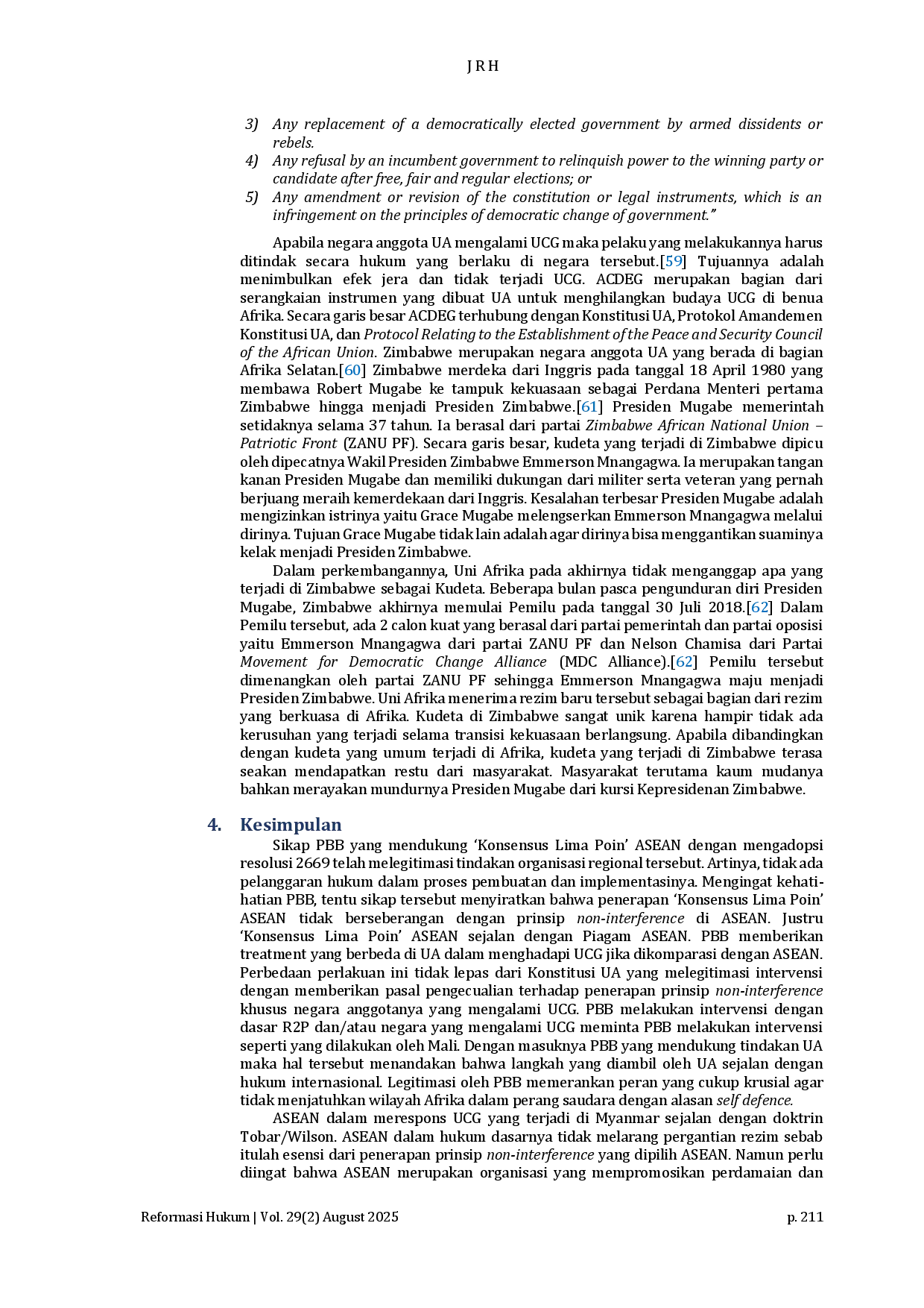 juris Non Interference Principle Dynamics in ASEAN and African Union Responses to Member States Unconstitutional Changes of Government