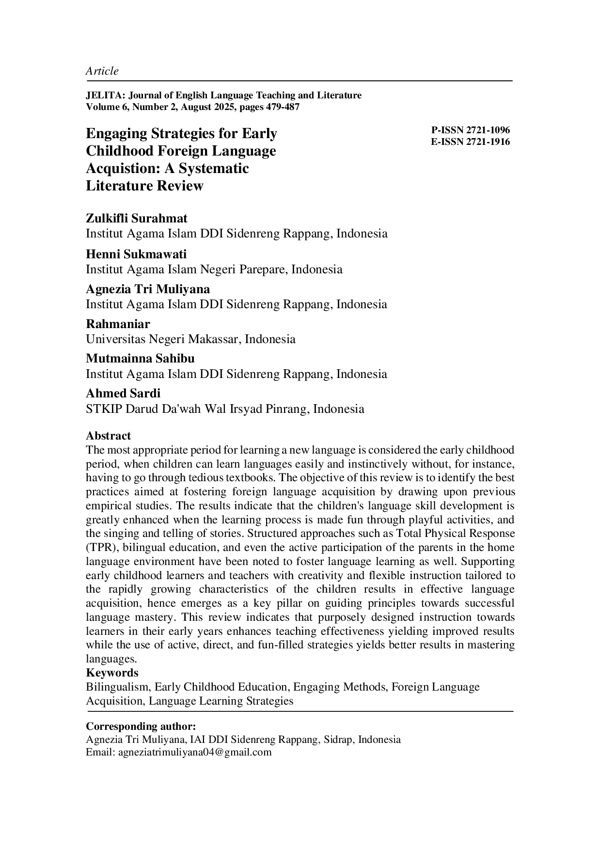 JURIS Engaging Strategies for Early Childhood Foreign Language Acquistion A Systematic Literature Review