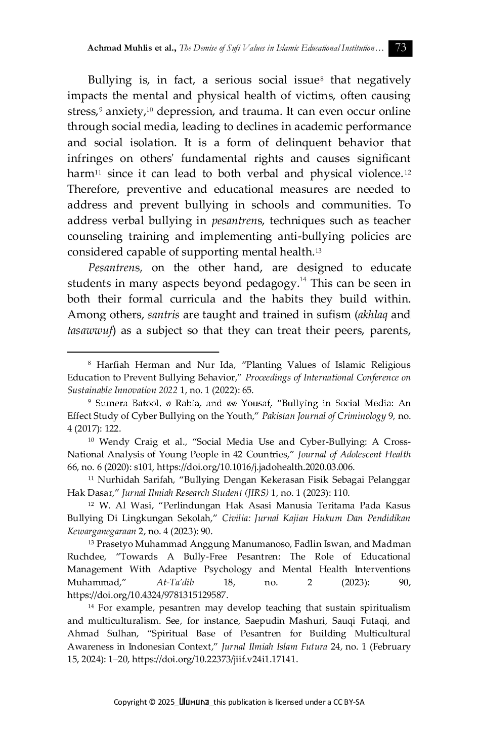 JURIS The Demise of Sufi Values in Islamic Educational Institution Bullying in Madurese Pesantrens