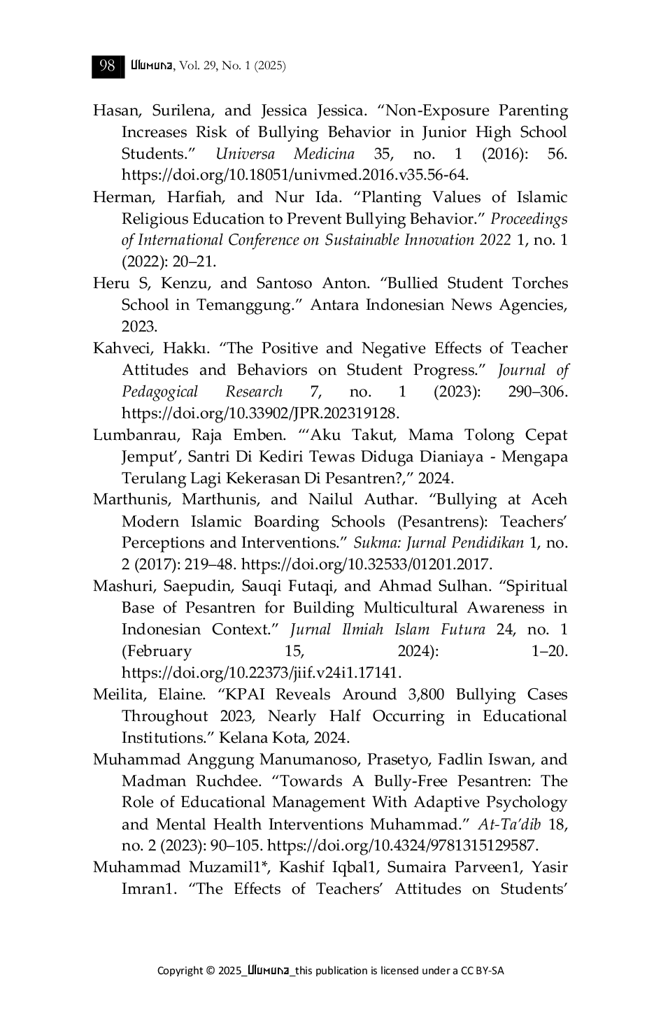 JURIS The Demise of Sufi Values in Islamic Educational Institution Bullying in Madurese Pesantrens