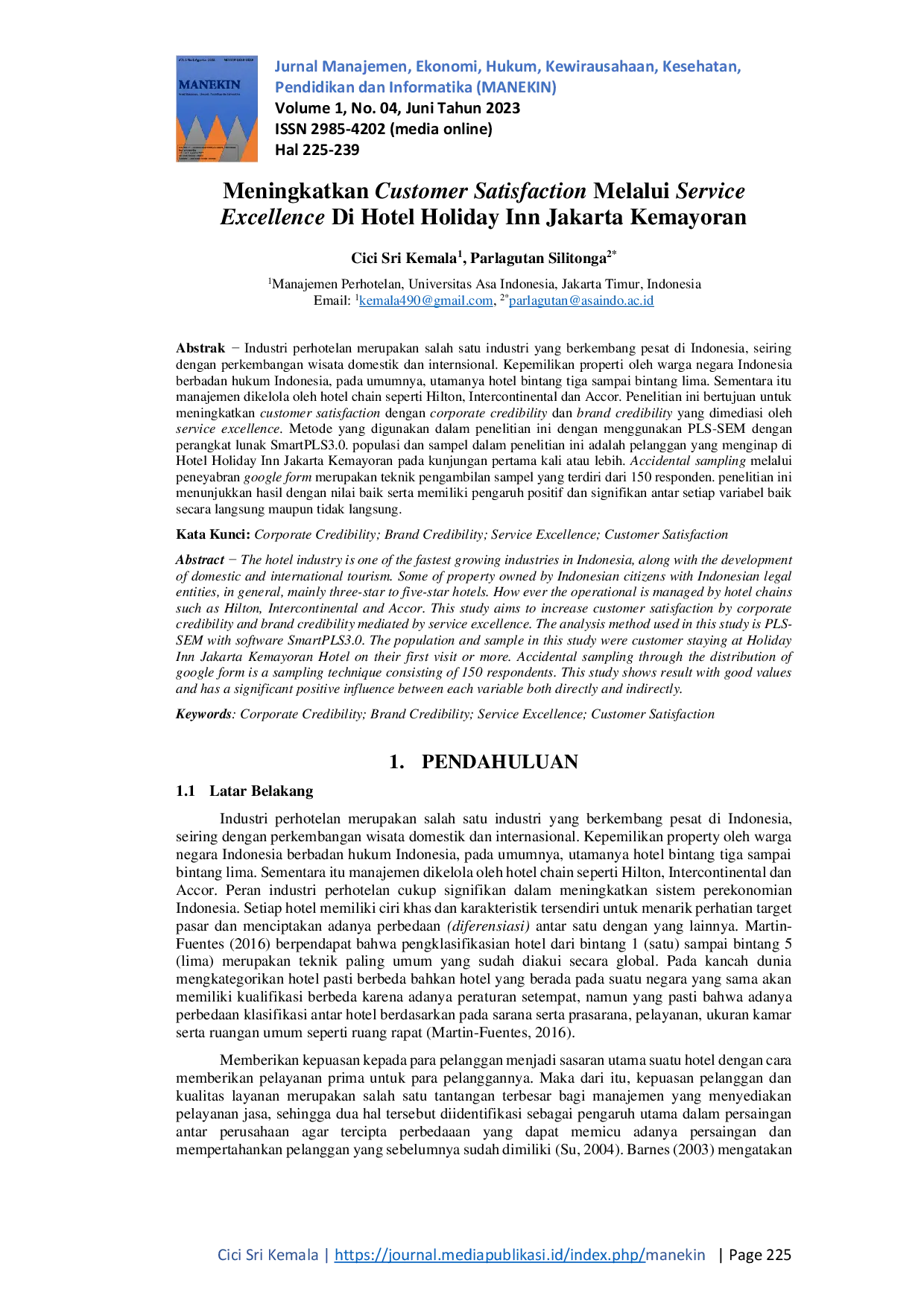 JURIS Meningkatkan Customer Satisfaction Melalui Service Excellence Di Hotel Holiday Inn Jakarta Kemayoran