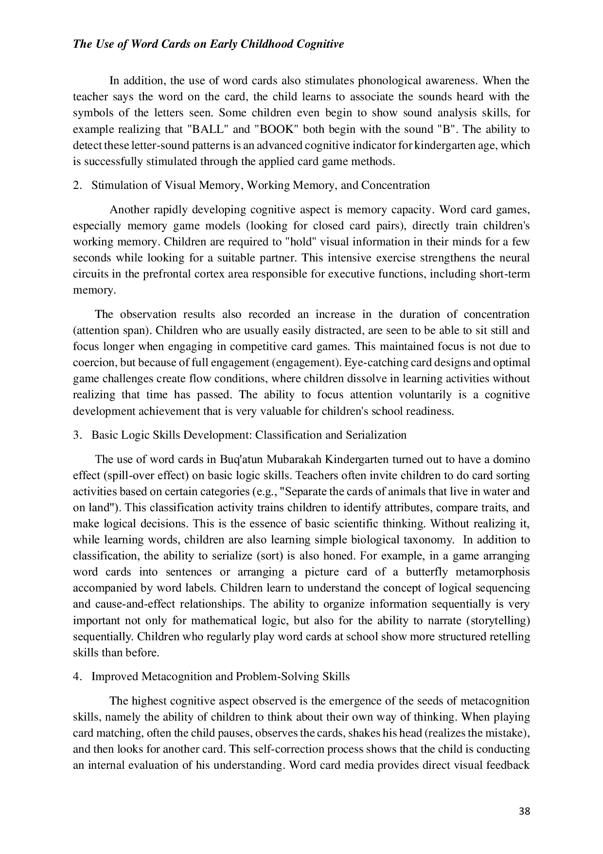 JURIS The Use of Word Cards on Early Childhood Cognitive
