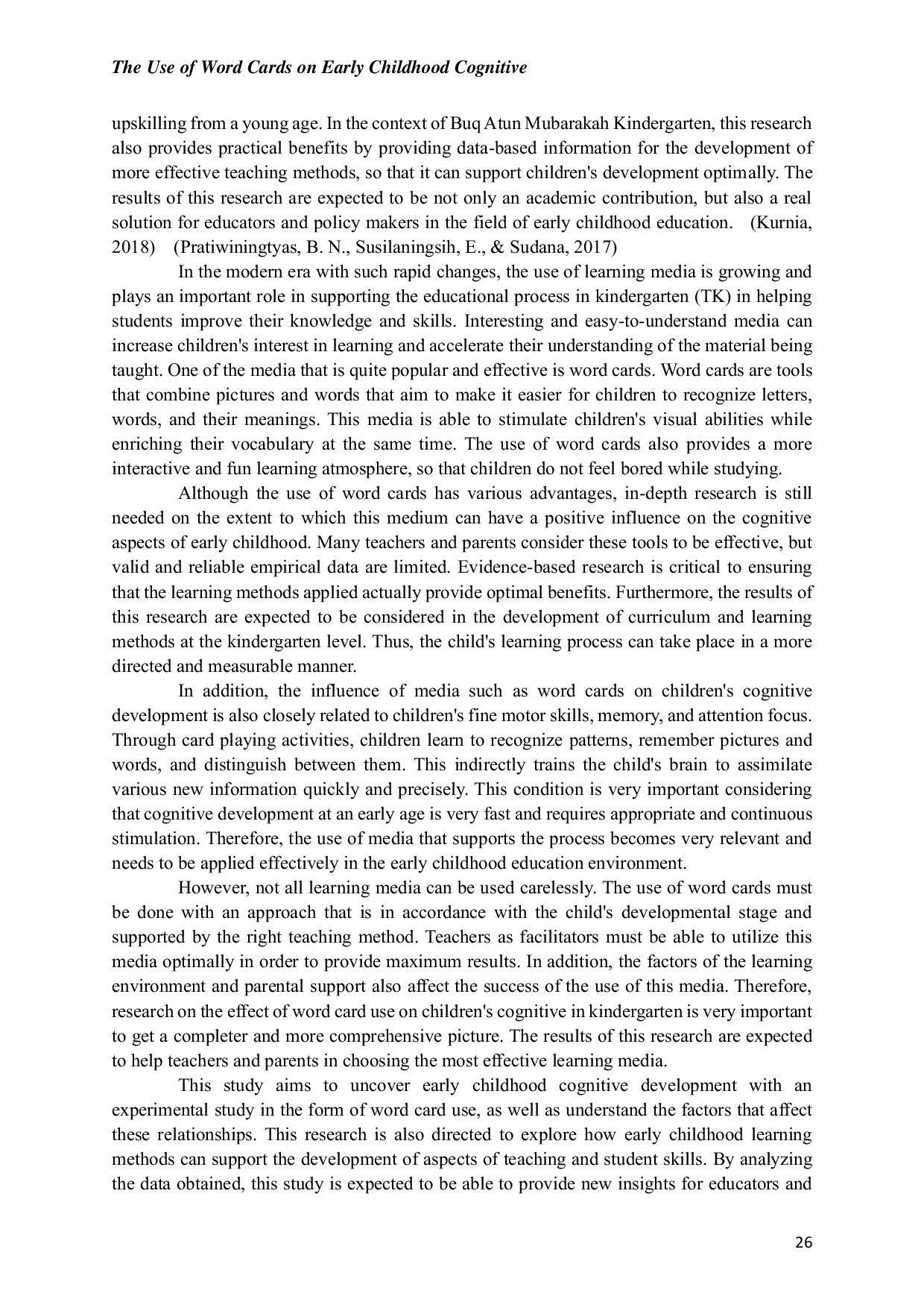 JURIS The Use of Word Cards on Early Childhood Cognitive