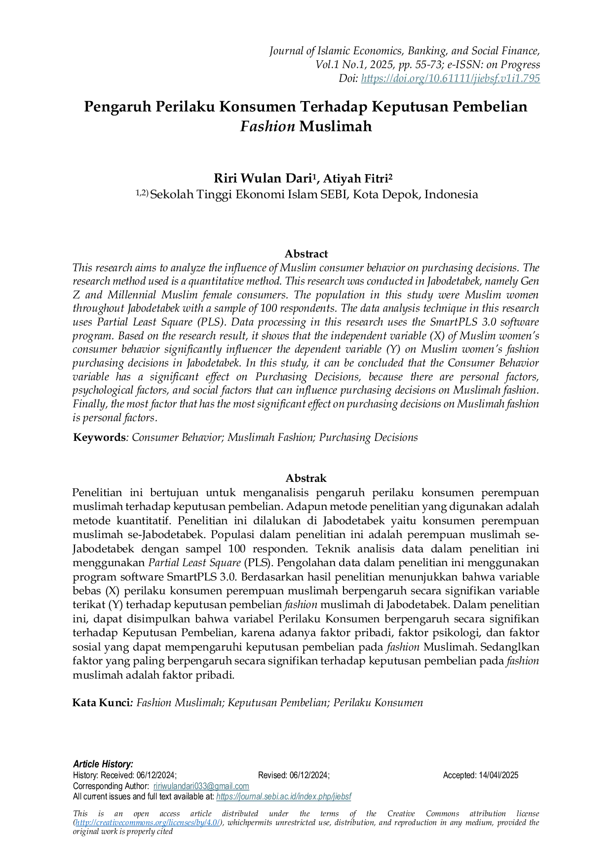 JURIS Pengaruh Perilaku Konsumen Terhadap Keputusan Pembelian Fashion Muslimah
