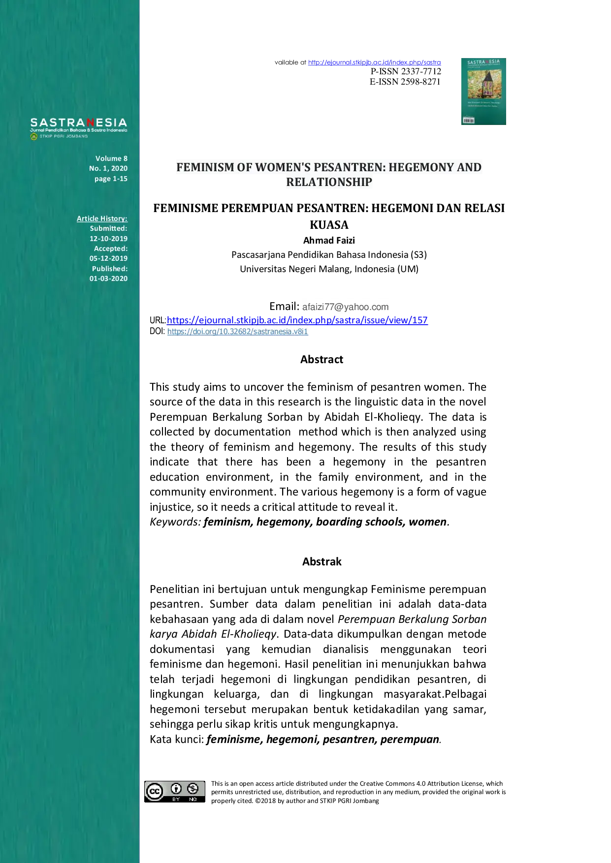 JURIS FEMINISME PEREMPUAN PESANTREN HEGEMONI DAN RELASI KUASA