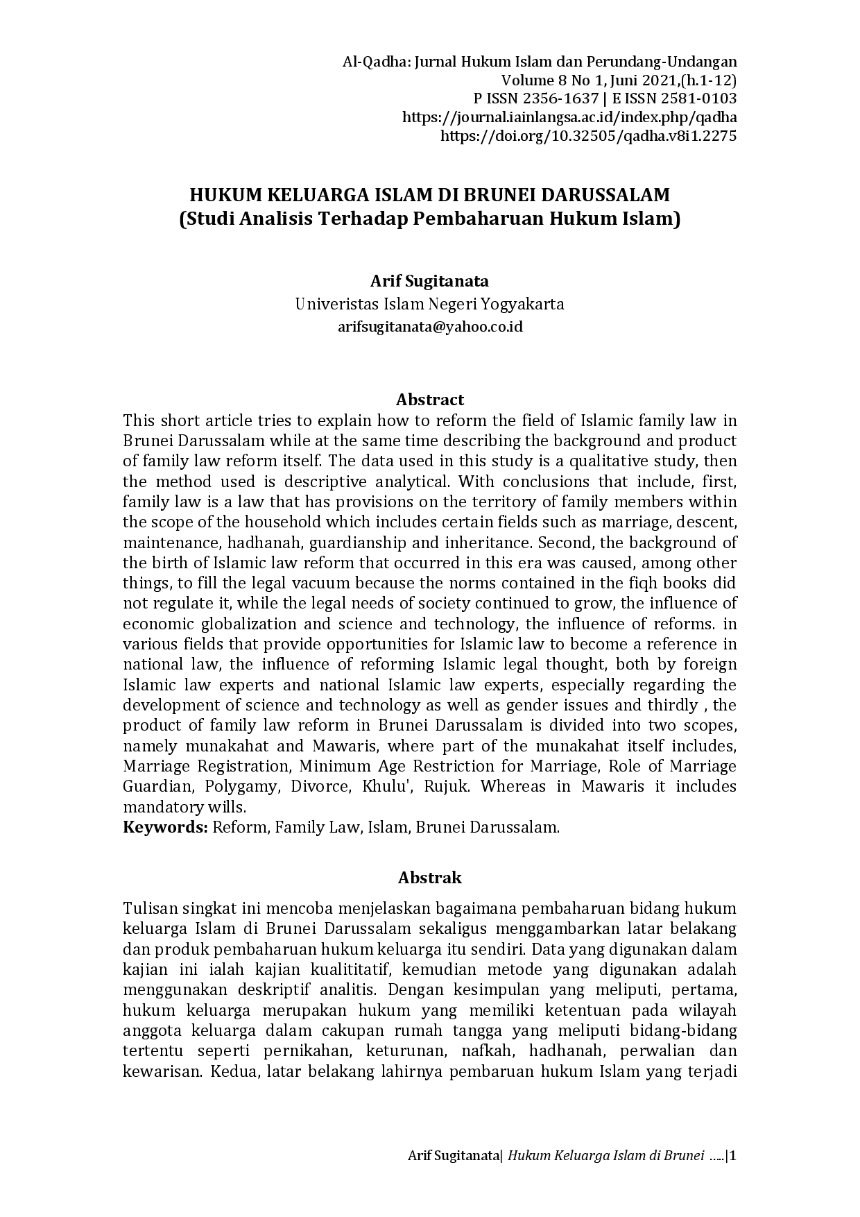 juris Hukum Keluarga Islam Di Brunei Darussalam