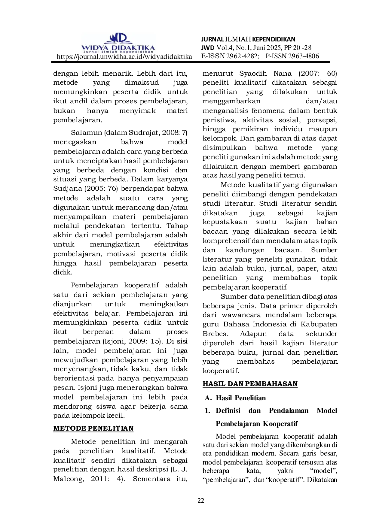 JURIS Aplikasi Model Pembelajaran Kooperatif Terhadap Peningkatan Kualitas Belajar Pada Mata Pelajaran Bahasa Indonesia