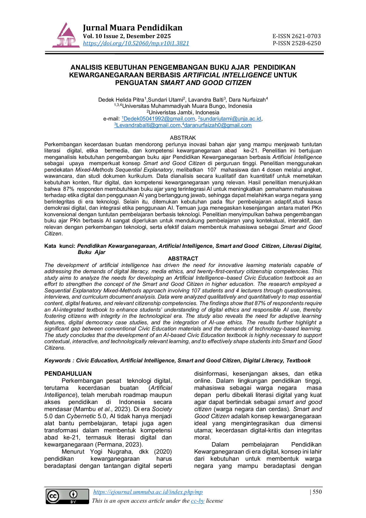 JURIS Analisis Kebutuhan Pengembangan Buku Ajar Pendidikan Kewarganegaraan Berbasis Artificial Intelligence Untuk Penguatan Smart And Good Citizen