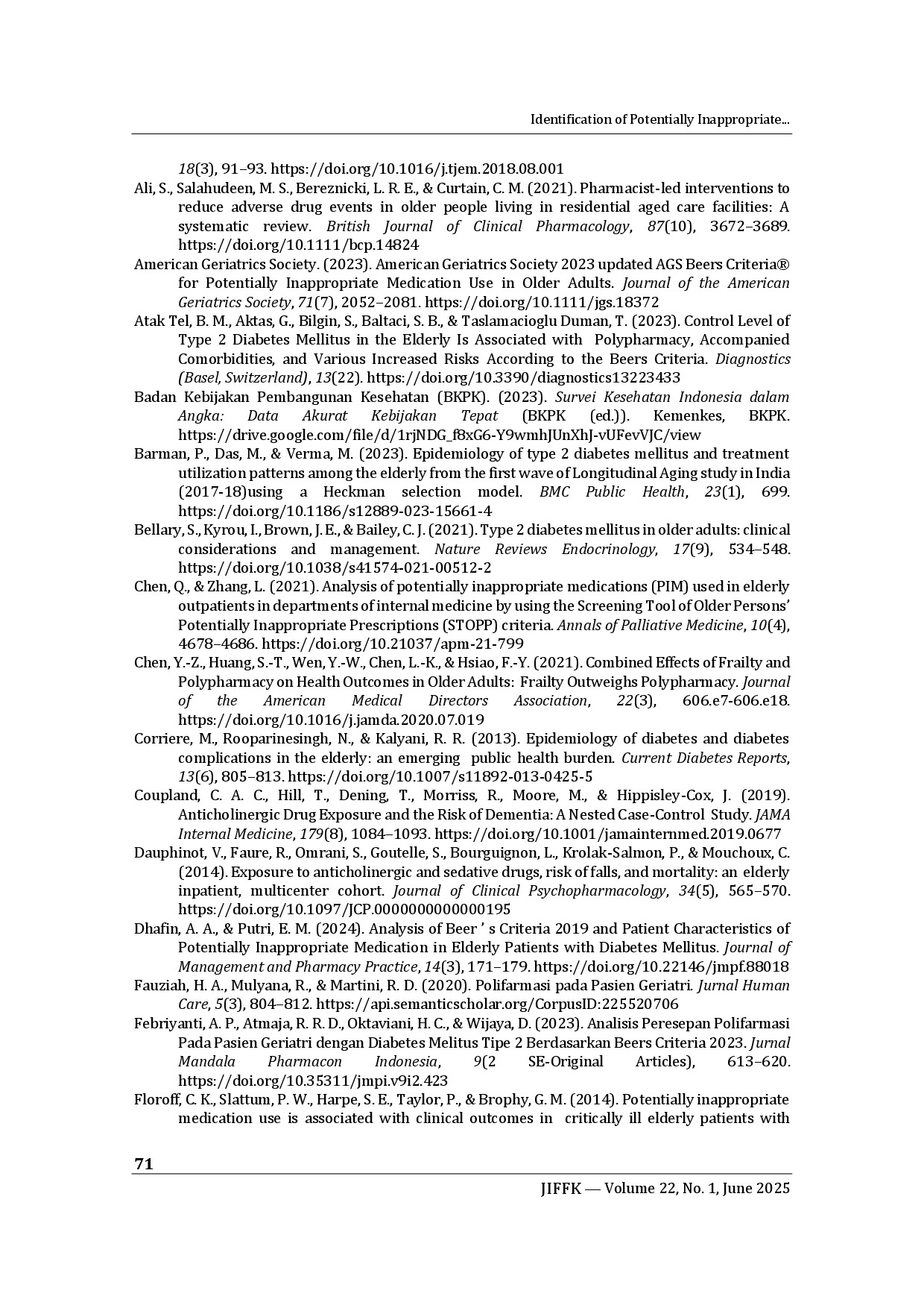 juris Identification of Potentially Inappropriate Medications PIMs Based on Beers 2023 in Geriatric Type 2 Diabetes Outpatients