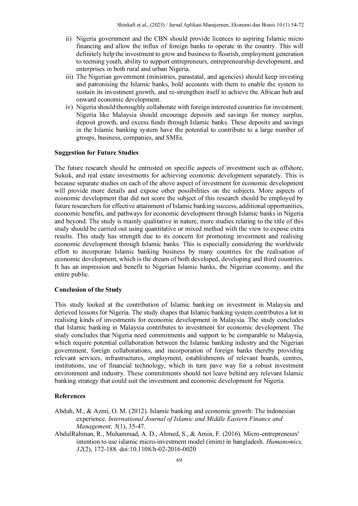 JURIS The Contribution of Islamic Banking on Investment for Economic Development in Malaysia Pathways for Nigeria