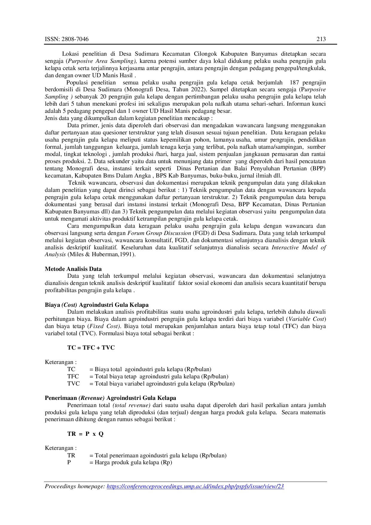 JURIS Analisis Keragaan dan Profitabilitas Usaha Pengrajin Gula Kelapa Cetak di Desa Sudimara Kecamatan Cilongok