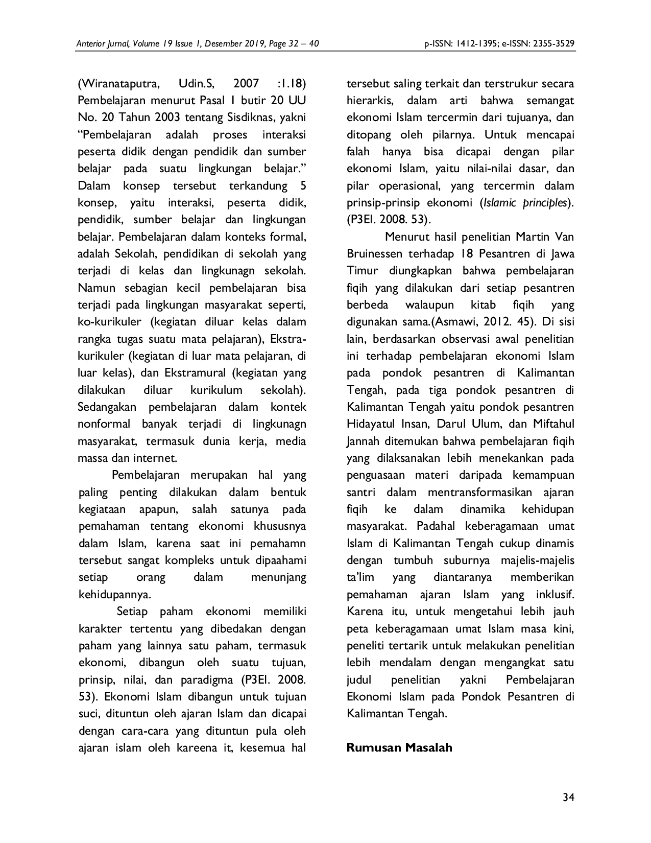 JURIS Pembelajaran Ekonomi dalam Islam pada Materi Mudharabah di Pondok Pesantren