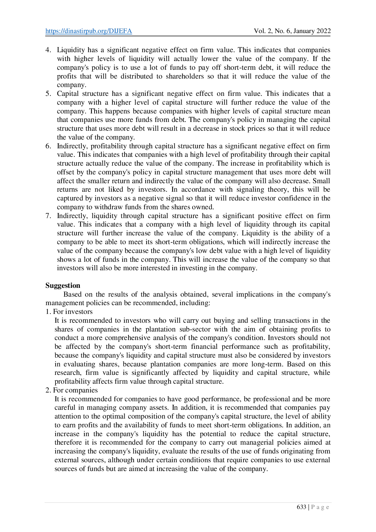 juris Effect of Profitability and Liquidity on Capital Structure and Value of Plantation Companies in Indonesia