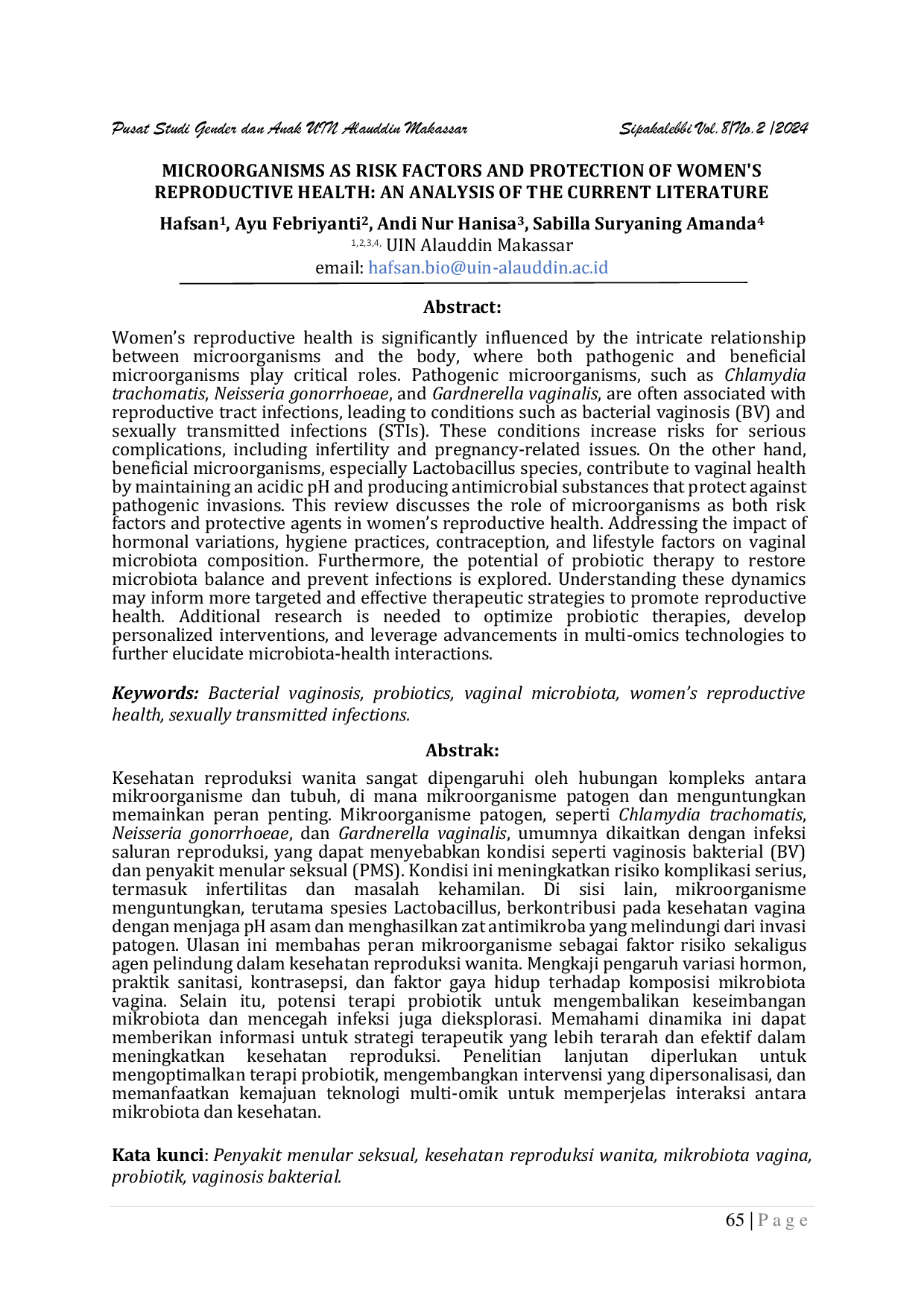 JURIS Microorganisms as Risk Factors and Protection of Women s Reproductive Health An Analysis of the Current Literature