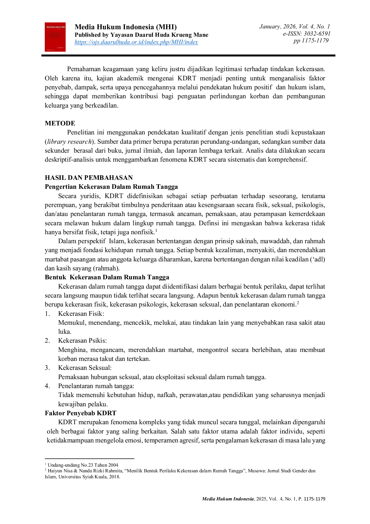JURIS Kekerasan dalam Rumah Tangga dalam Perspektif Hukum Positif dan Hukum Islam di Indonesia