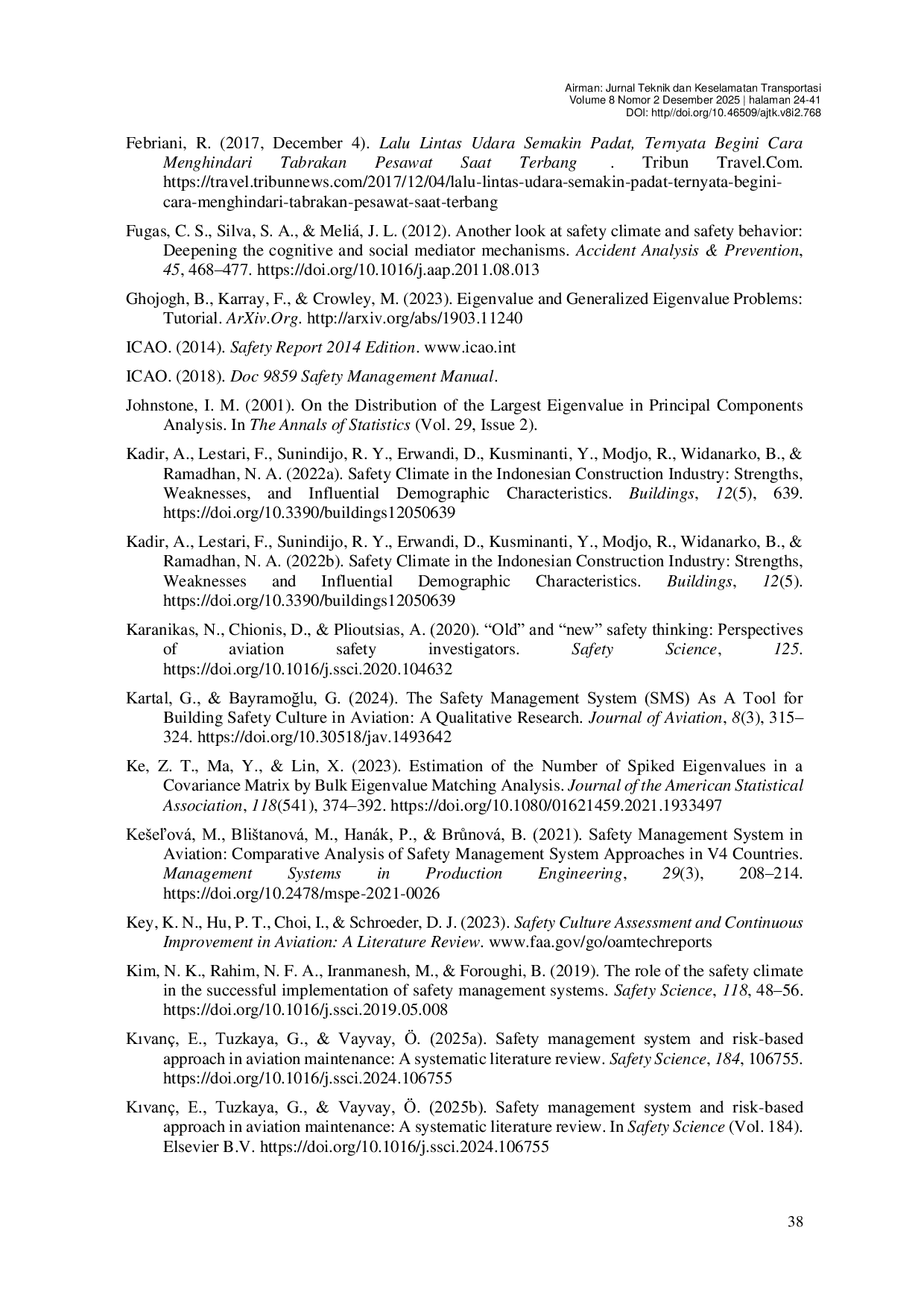 JURIS Safety Perception in Flight Training a Q Methodology Study on ICPA of Banyuwangi