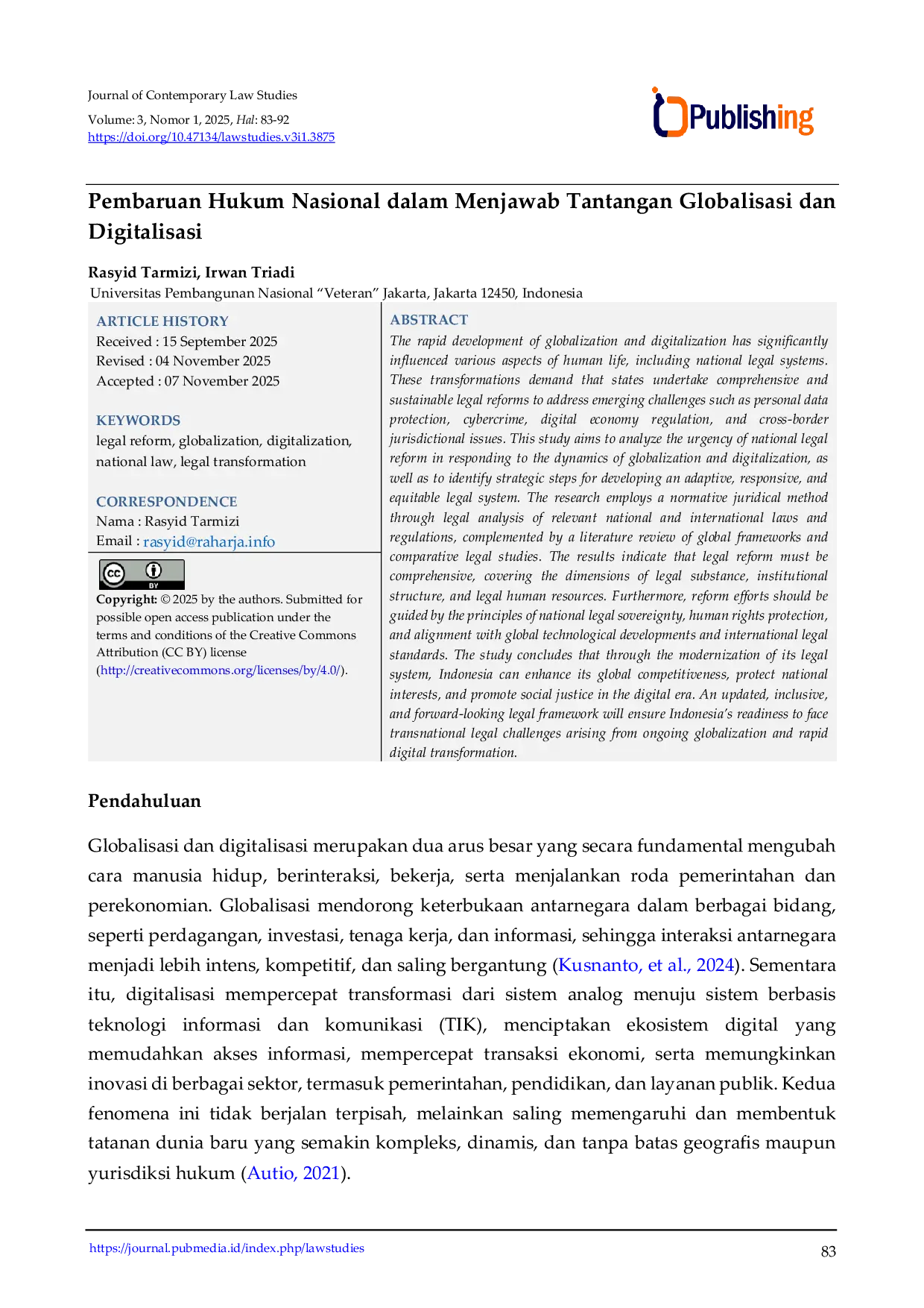 JURIS Pembaruan Hukum Nasional dalam Menjawab Tantangan Globalisasi dan Digitalisasi