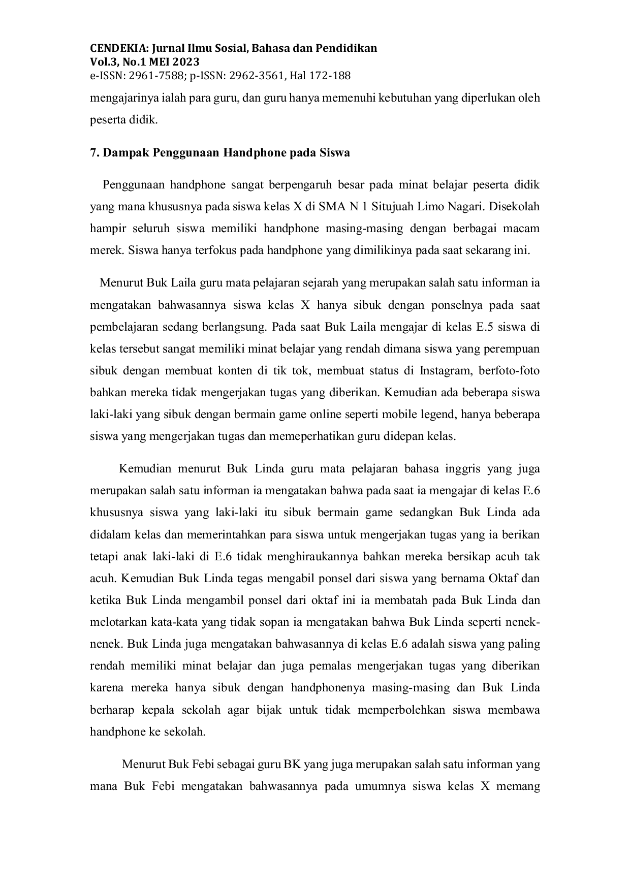 JURIS Dampak Penggunaan Handphone Pada Minat Belajar Siswa