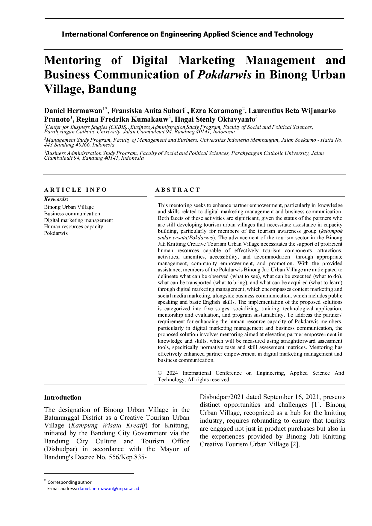 JURIS Mentoring Digital Marketing Management dan Business Communication Pokdarwis di Kampung Binong Bandung