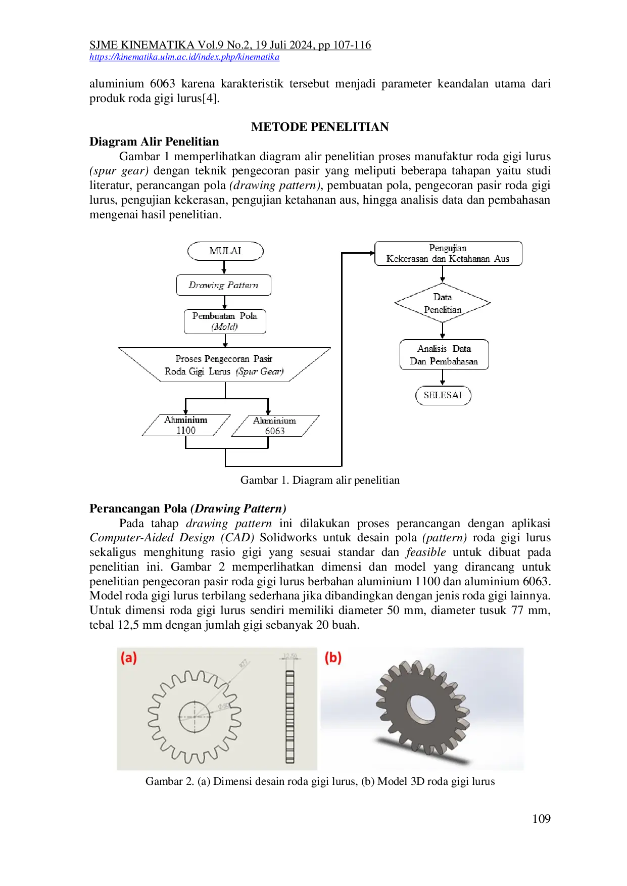 JURIS Analisis Hasil Pengecoran Pasir Roda Gigi Lurus Berbahan Aluminium 1100 Dan 6063 Terhadap Sifat Mekanik