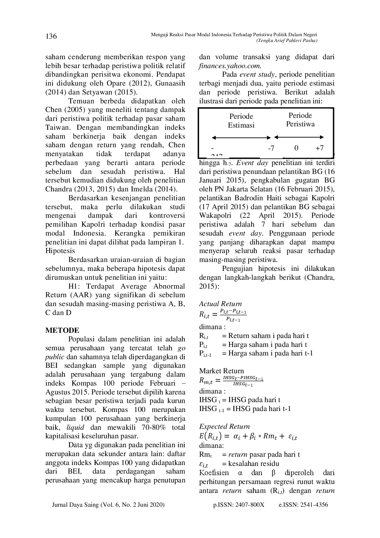 juris Menguji Reaksi Pasar Modal Indonesia Terhadap Peristiwa Politik Dalam Negeri