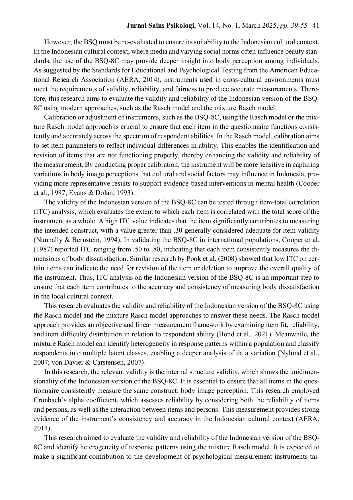 JURIS Evaluation of Validity and Reliability of the Eight Item Body Shape Questionnaire BSQ 8C Indonesian Version Mixture Rasch Model Approach