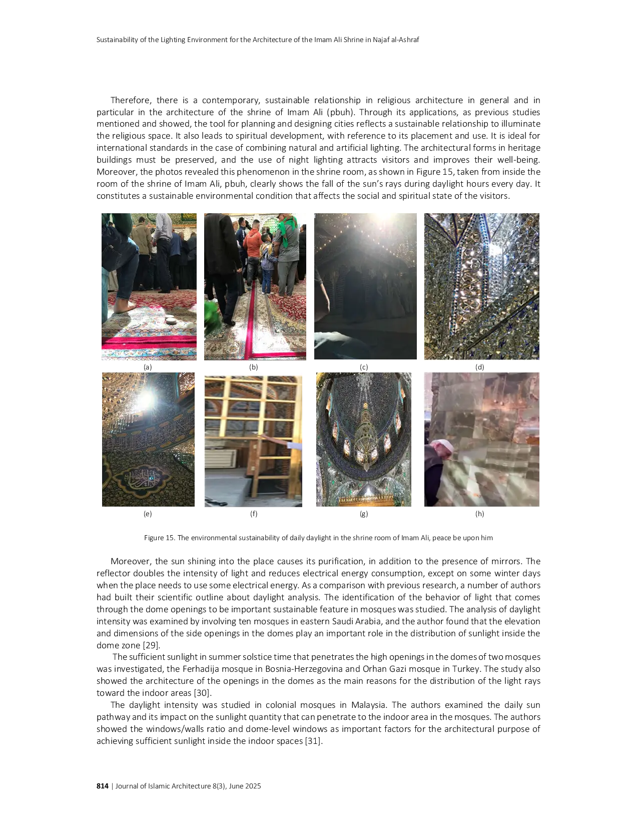 JURIS Sustainability of the Lighting Environment for the Architecture of the Imam Ali Shrine in Najaf Al Ashraf