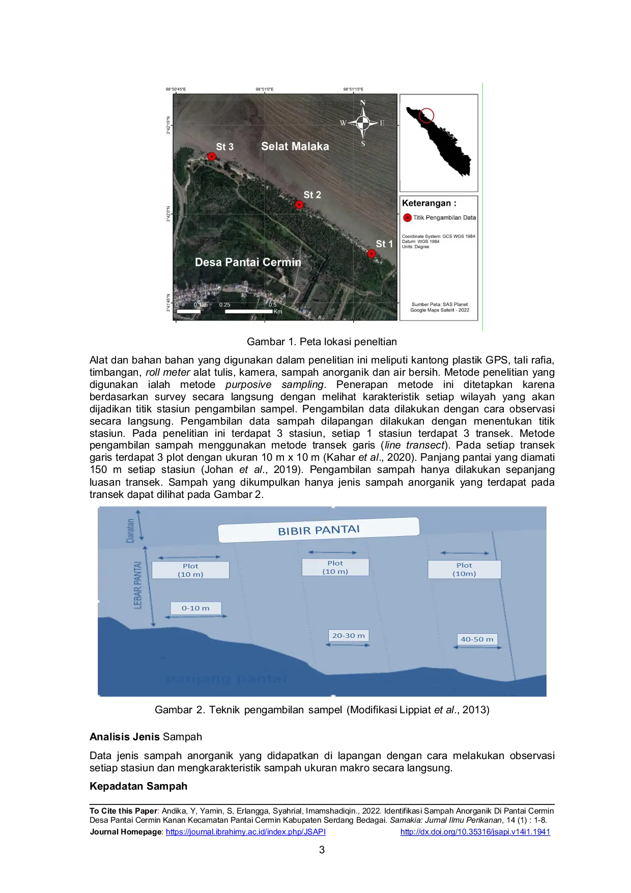 JURIS Identifikasi Sampah Anorganik di Pantai Cermin Desa Pantai Cermin Kanan Kecamatan Pantai Cermin Kabupaten Serdang Bedagai