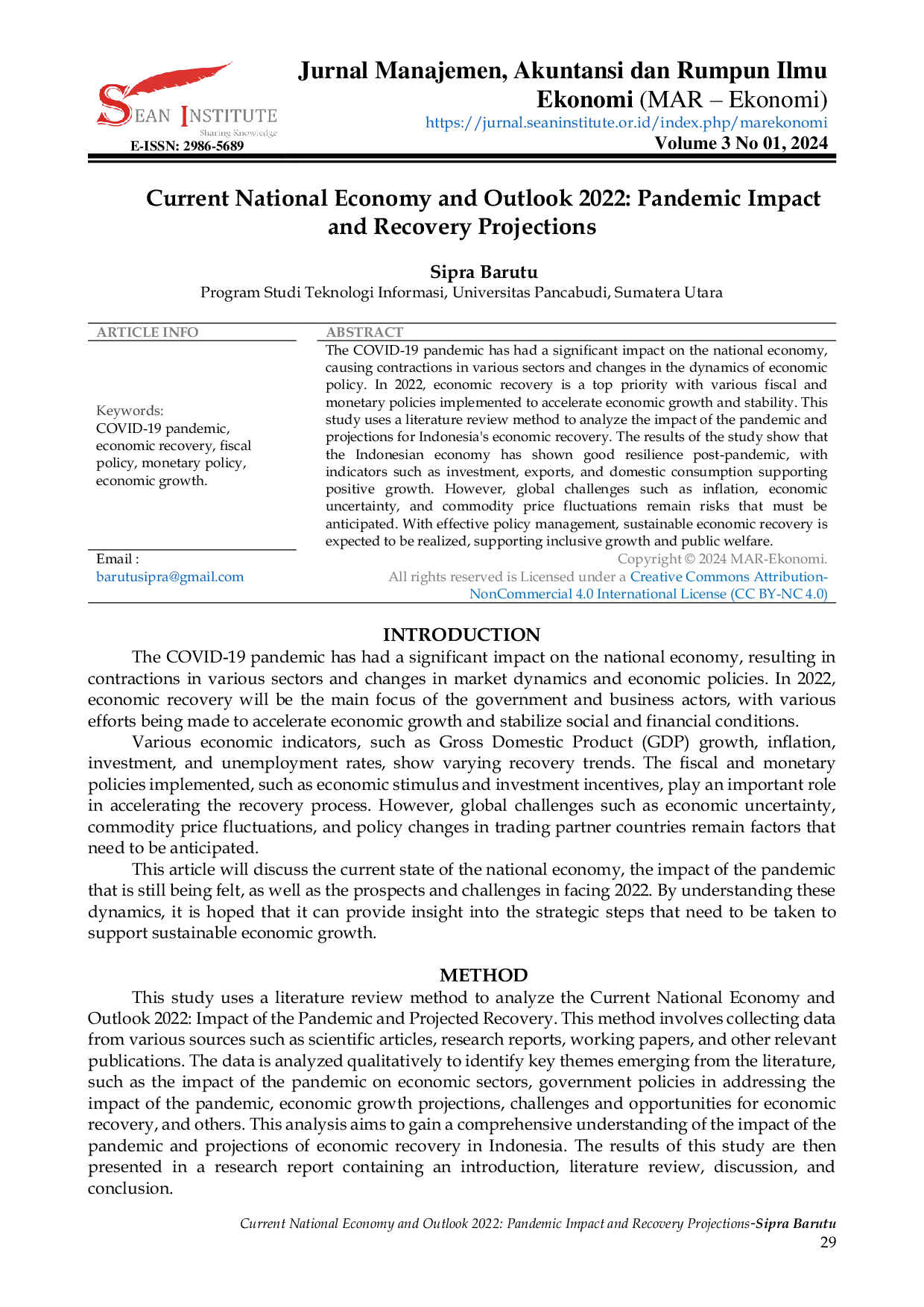 JURIS Current National Economy and Outlook 2022 Pandemic Impact and Recovery Projections
