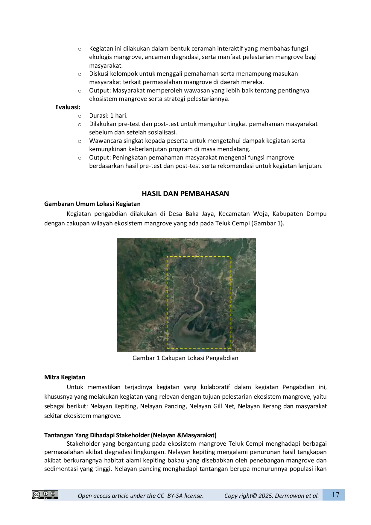 JURIS Sosialisasi Fungsi Ekologis Mangrove Pada Masyarakat Pesisir Desa Baka Jaya Kecamatan Woja Kabupaten Dompu