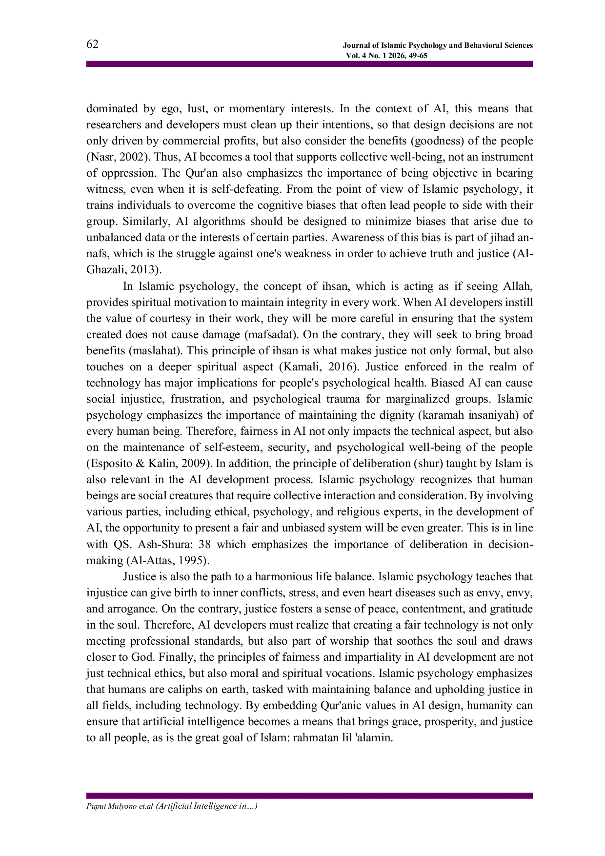 JURIS Artificial Intelligence in the Perspective of Islamic Psychology