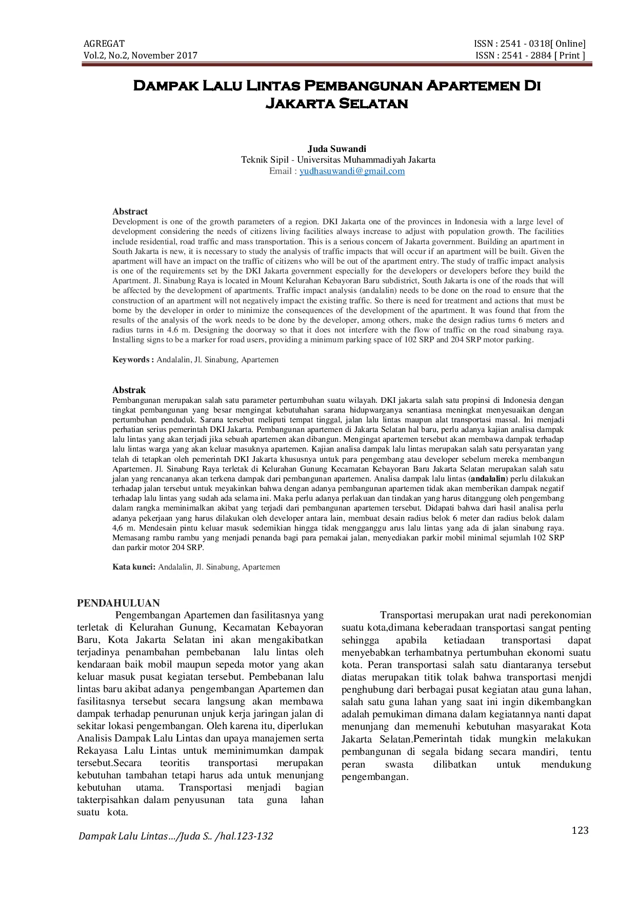 JURIS Dampak Lalu Lintas Pembangunan Apartemen Di Jakarta Selatan