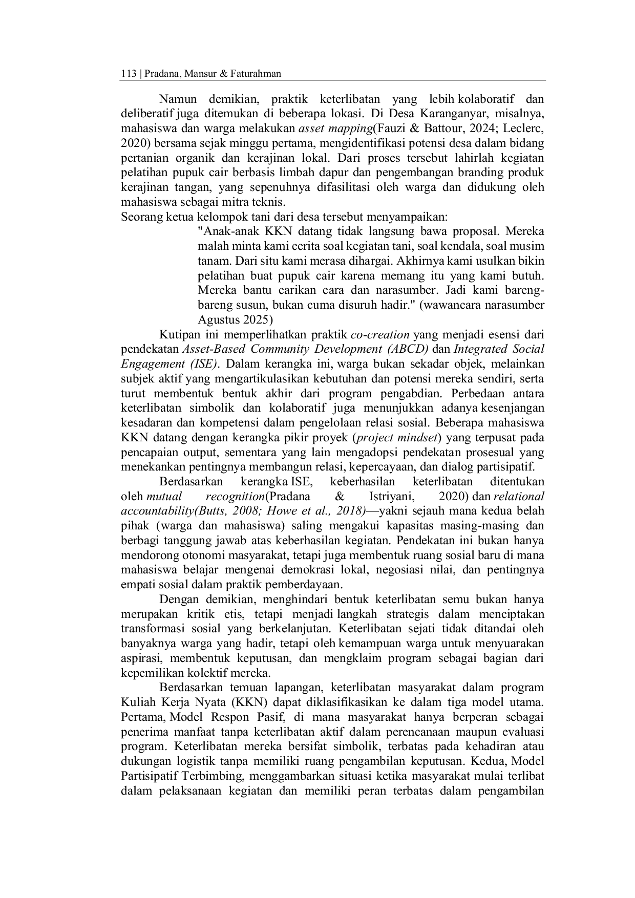 JURIS Model Keterlibatan Masyarakat Sebagai Respon Atas Program KKN UIN Sunan Kalijaga Di Jawa Timur