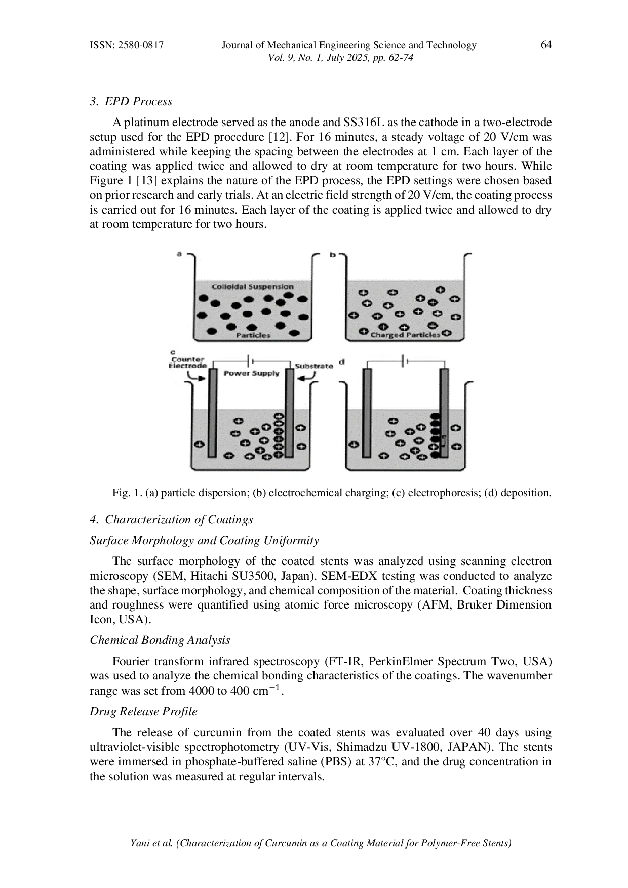 JURIS Characterization of Curcumin as a Coating Material for Polymer Free Stents in Terms of Morphology and Release