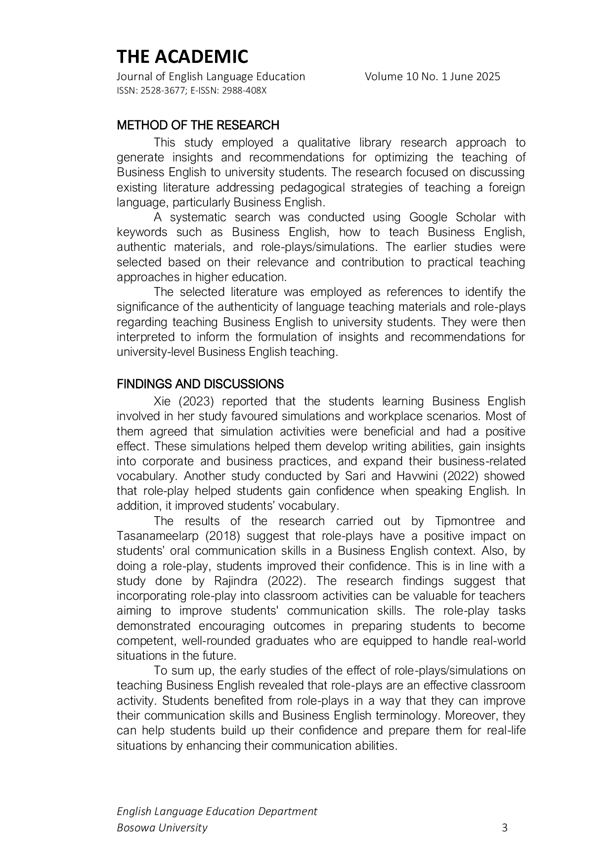 JURIS Optimizing Business English Teaching to University Students Insights and Recommendations