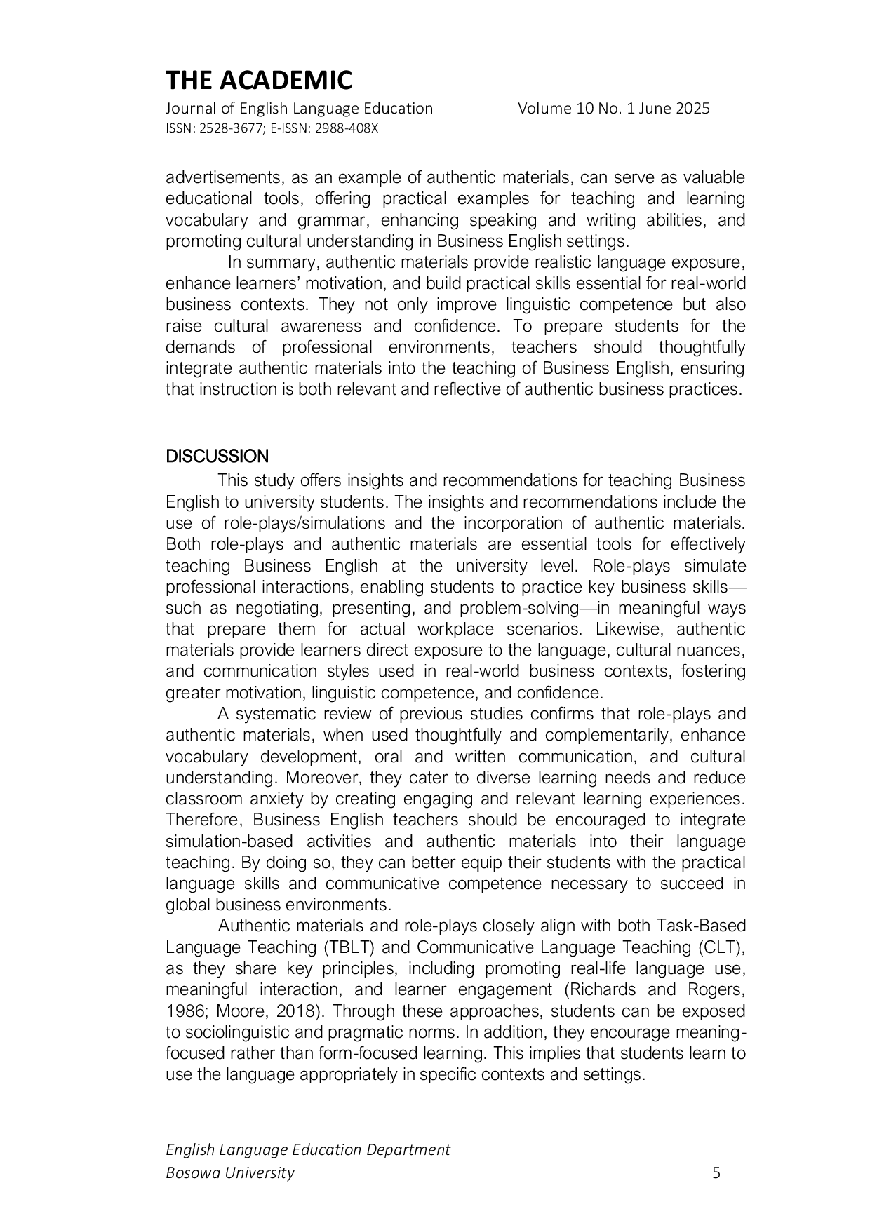 JURIS Optimizing Business English Teaching to University Students Insights and Recommendations