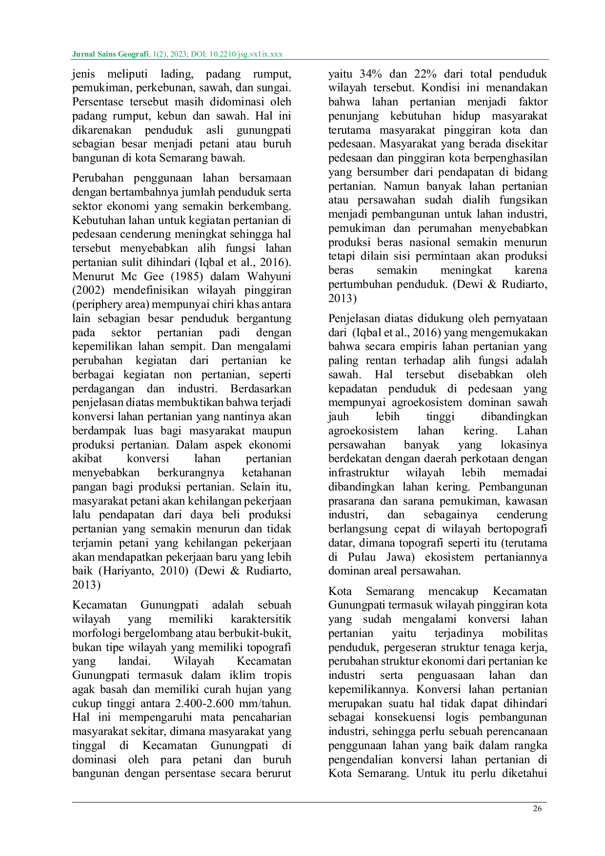 JURIS Analisis Perubahan Penggunaan Lahan di Kecamatan Gunungpati Semarang Periode Tahun 2022 2012 dan 2002