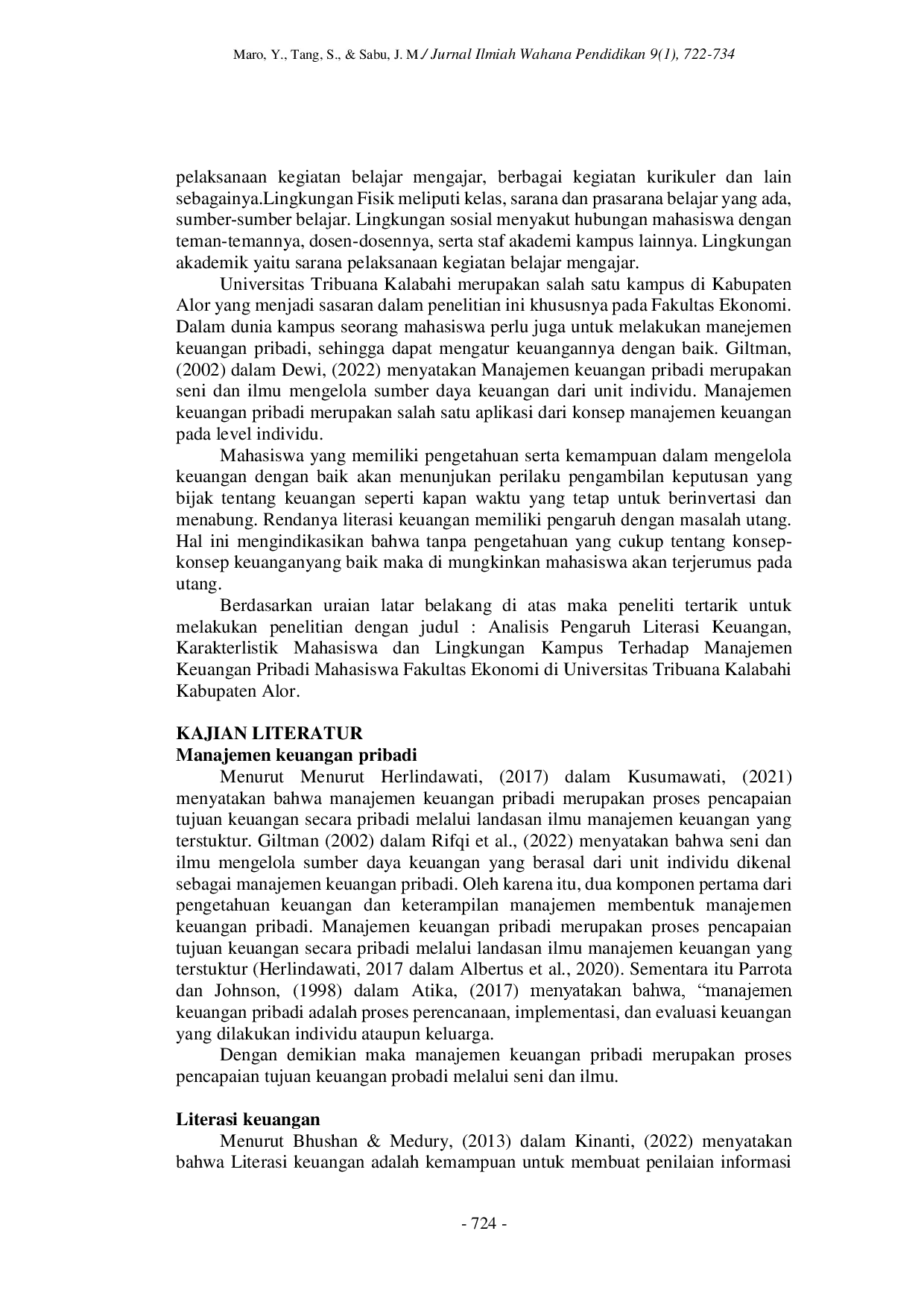 JURIS Analisis Pengaruh Literasi Keuangan Karakteristik Mahasiswa dan Lingkungan Kampus Terhadap Manajemen Keuangan Pribadi Mahasiswa