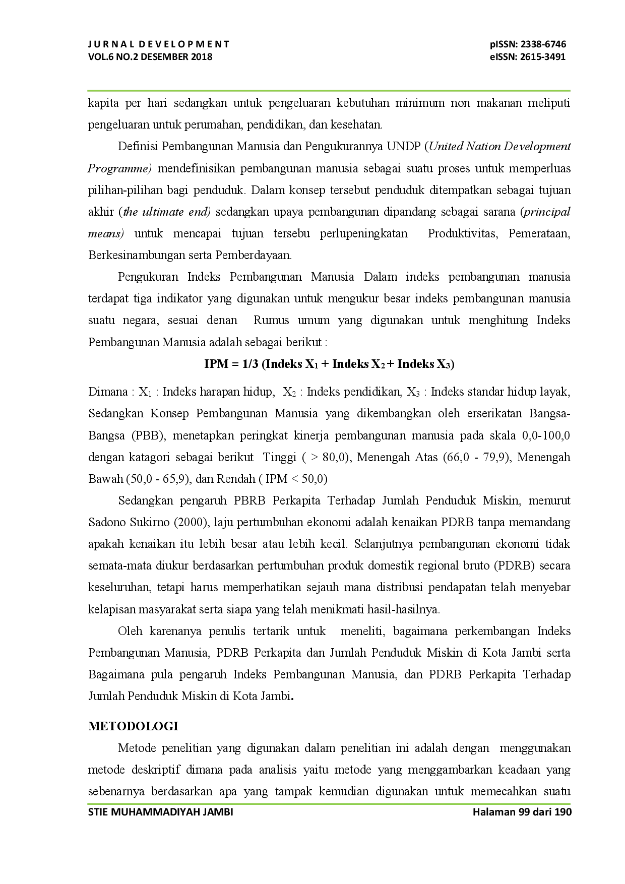 juris Analisis Indeks Pembangunan Manusia Produk Domestik Regional Bruto Serta Pengaruhnya Terhadap Jumlah Penduduk Miskin Di Kota Jambi Provinsi Jambi