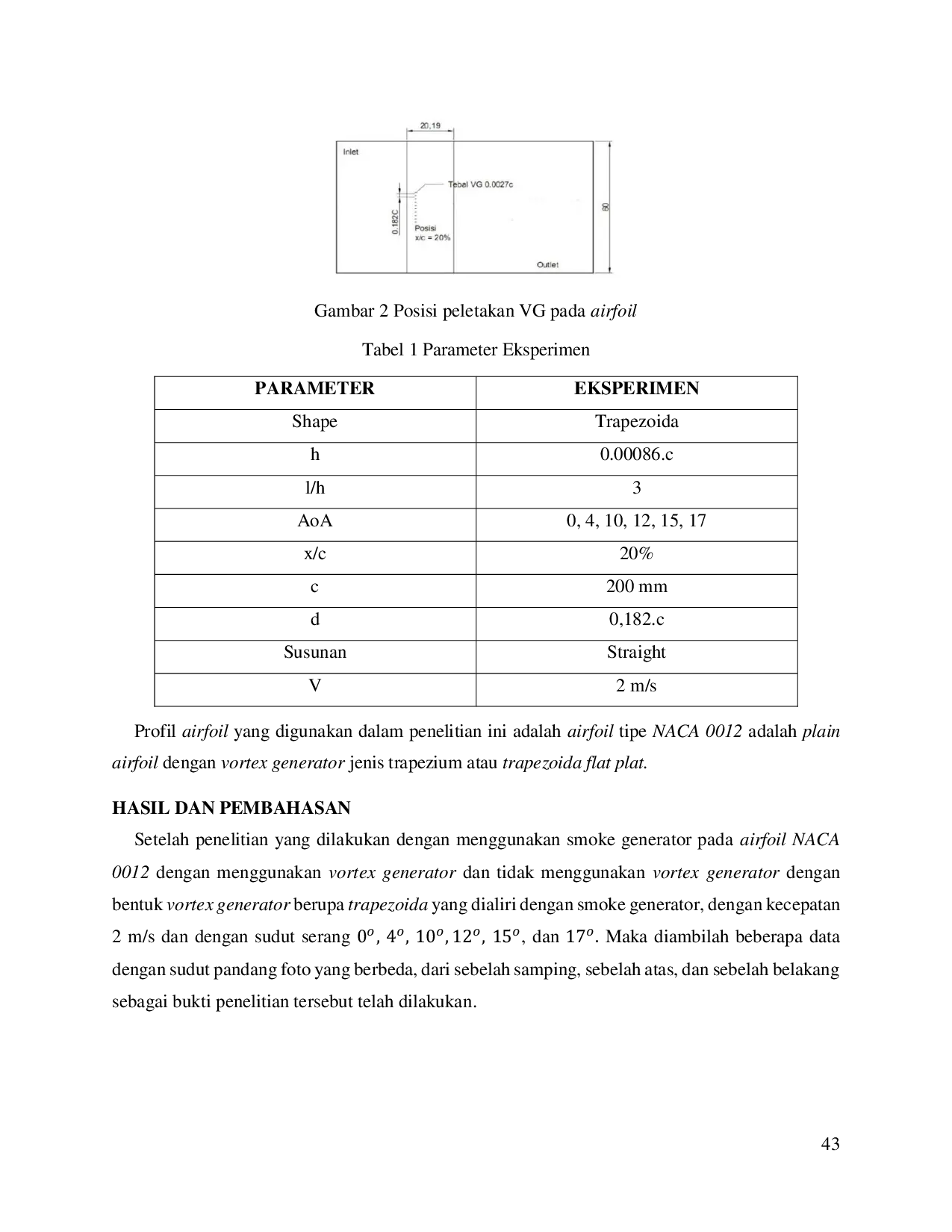 JURIS Studi Eksperimen Pengaruh Penggunaan Vortex Generator Pada Airfoil Naca 0012 Dengan Smoke Generator