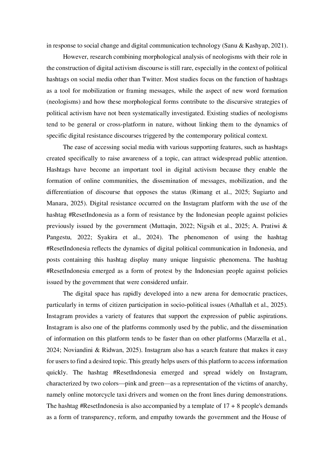 JURIS Fighting through language Neologisms in the Instagram hashtag ResetIndonesia A morphological study