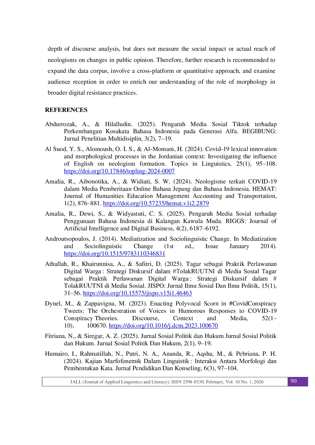 JURIS Fighting through language Neologisms in the Instagram hashtag ResetIndonesia A morphological study