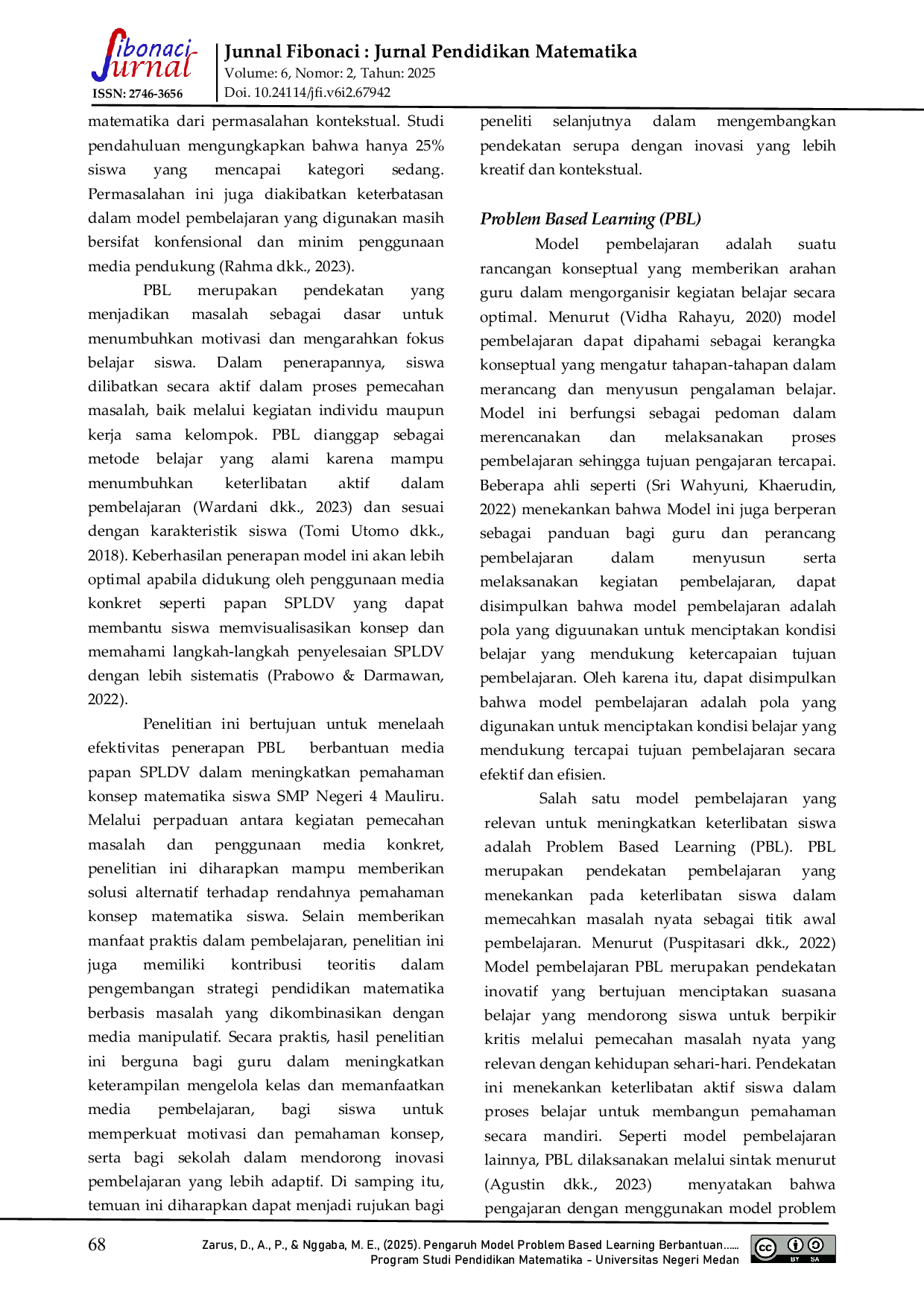 JURIS Pengaruh Model Problem Based Learning Berbantuan Papan SPLDV Terhadap Pemahaman konsep Matematika Siswa di SMP Negeri 4 Mauliru